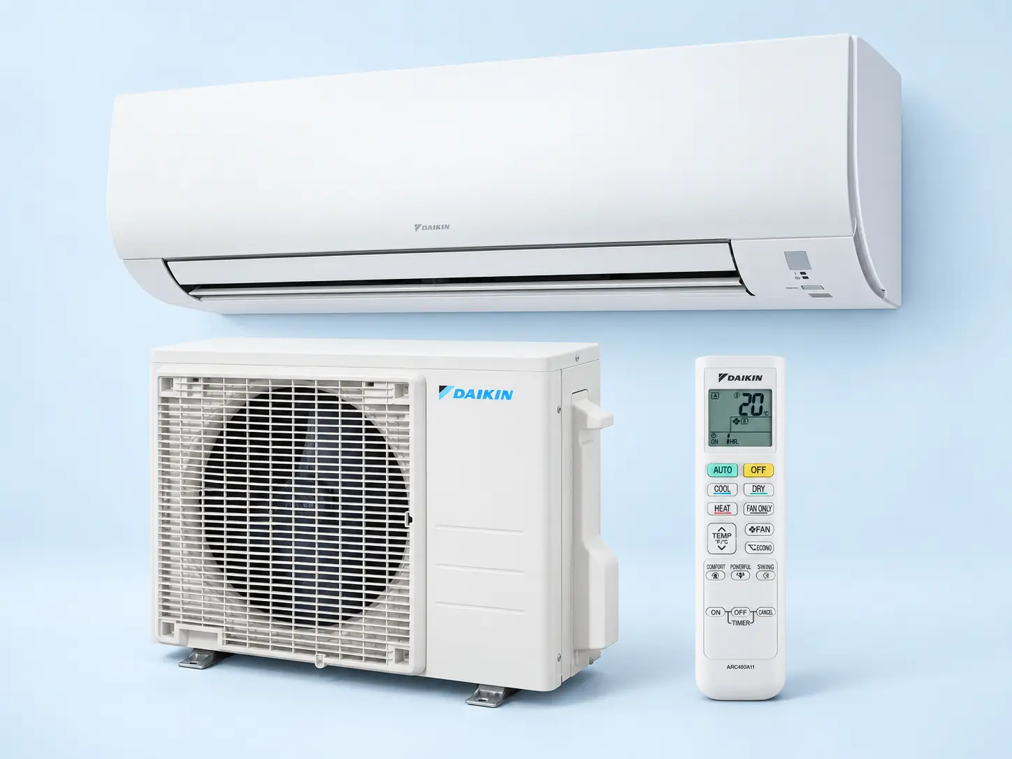 Daikin Comfora binnenunit van 5 kW geplaatst in een woonkamer