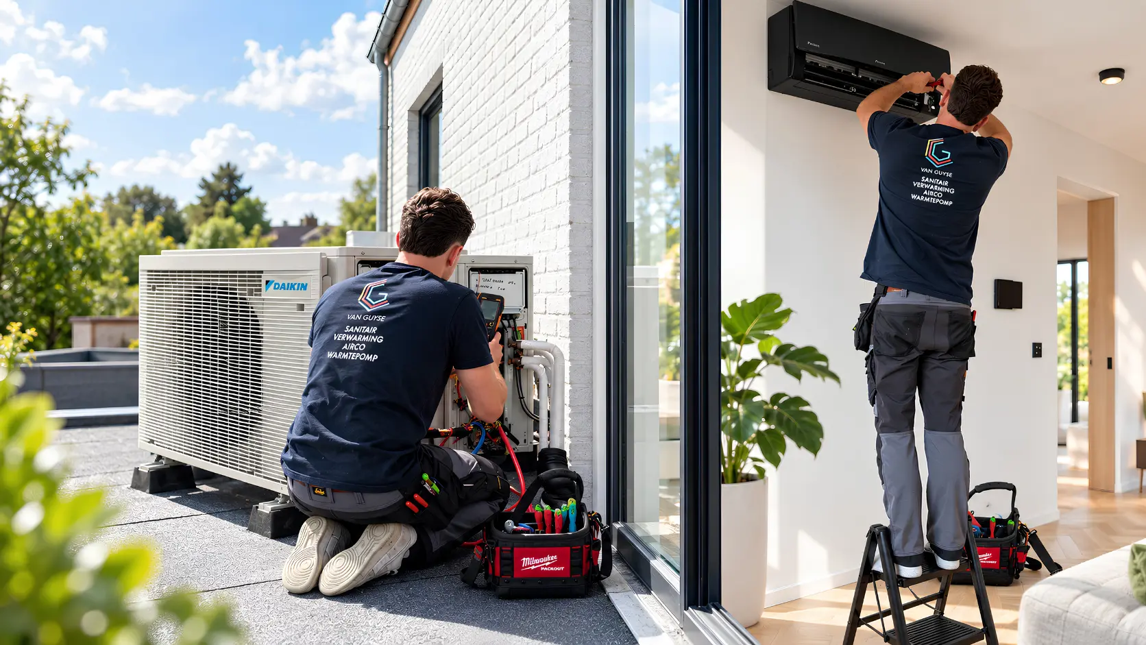 Daikin airco binnenunit geïnstalleerd in een woonkamer in het Waasland